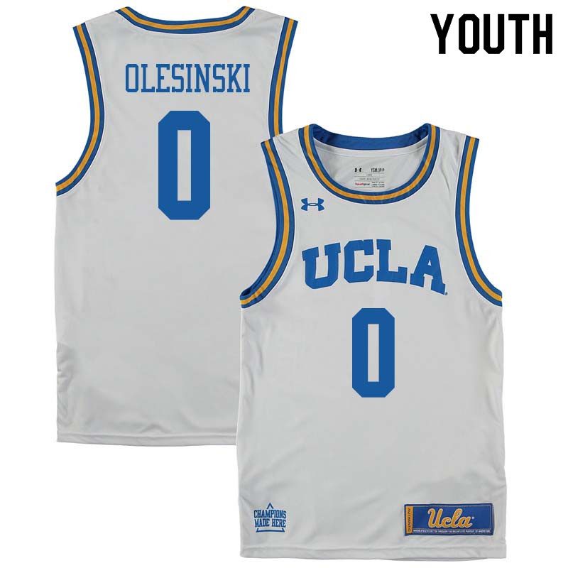 Youth #0 Alex Olesinski UCLA Bruins College Basketball Jerseys Sale-White